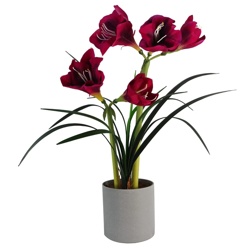 Leaf Design UK Realistic Artificial Flower Plant Tree, Amarylis Pink, 60cm