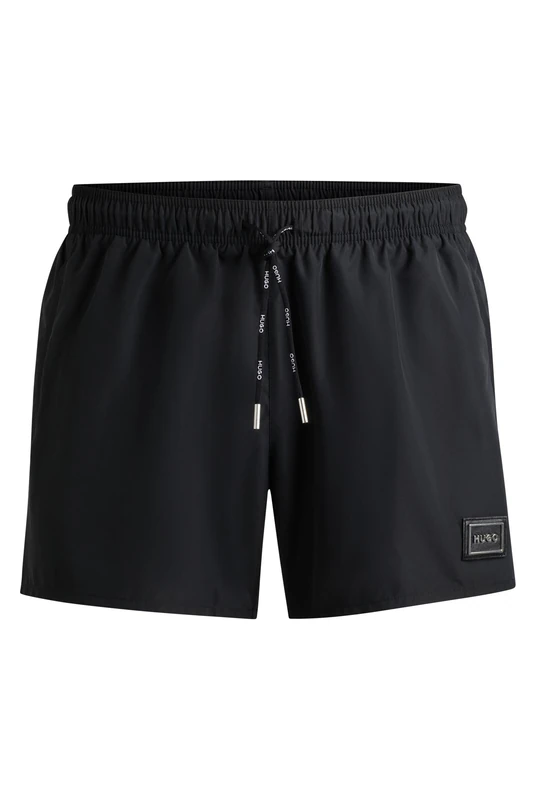 HUGO Mens DODO Framed-Logo Swim Shorts in Recycled Material Black
