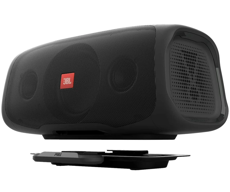 JBL Basspro Go Plus with Home Charger - 2 in 1: Active Subwoofer Car and 200 Watt Bluetooth Speaker Box Can be Used in Car and Home, Black