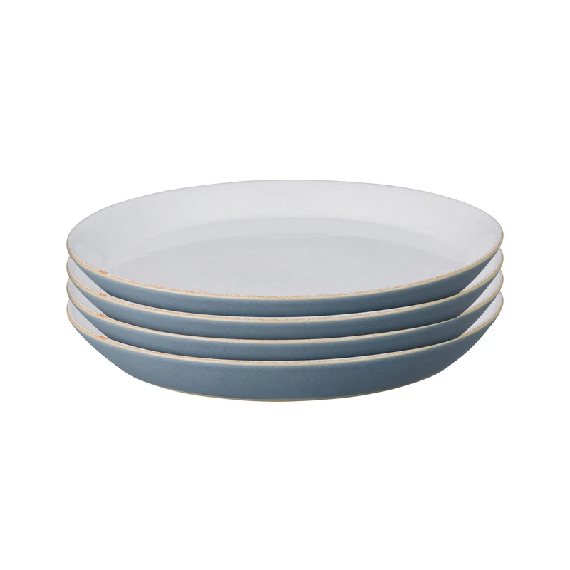 Denby - Impression Blue Medium Plates Set of 4 - Dishwasher Microwave Safe Crockery - Ceramic Stoneware Tableware Plates For Lunch & Dinner