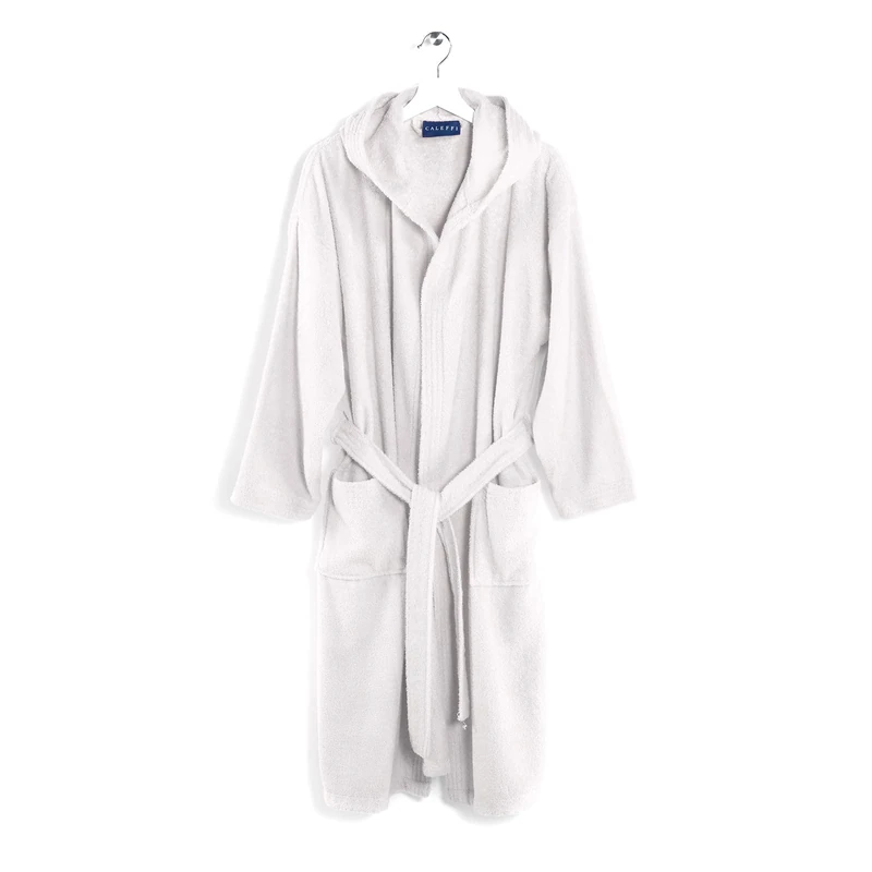 Caleffi Men's Bathrobe in Cotton Terry Towelling with Hood – Soft and Absorbent, Quick-Drying