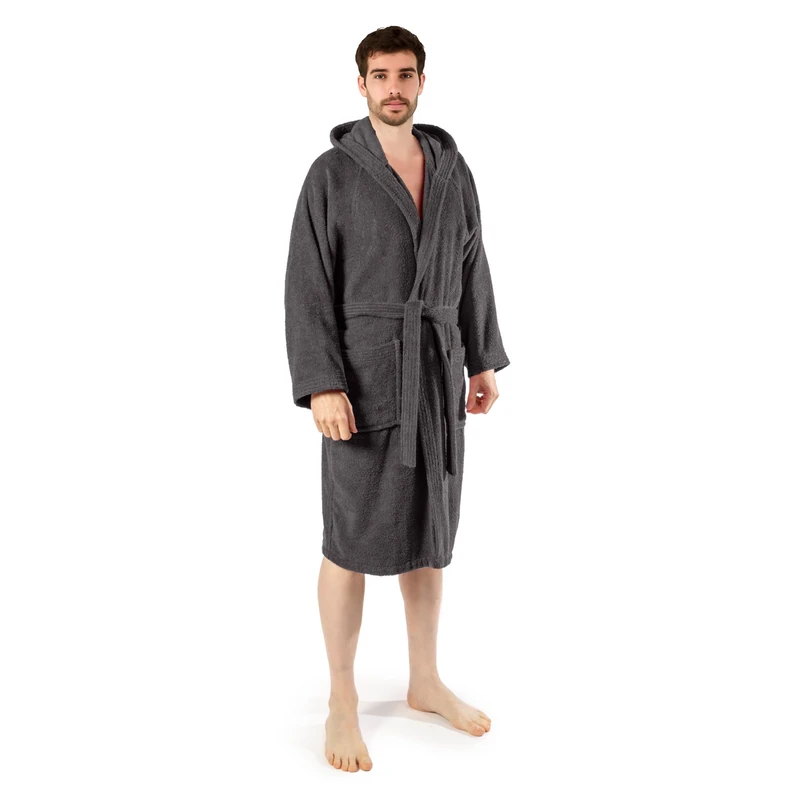 Caleffi Men's Bathrobe in Cotton Terry Towelling with Hood – Soft and Absorbent, Quick-Drying - Image 1