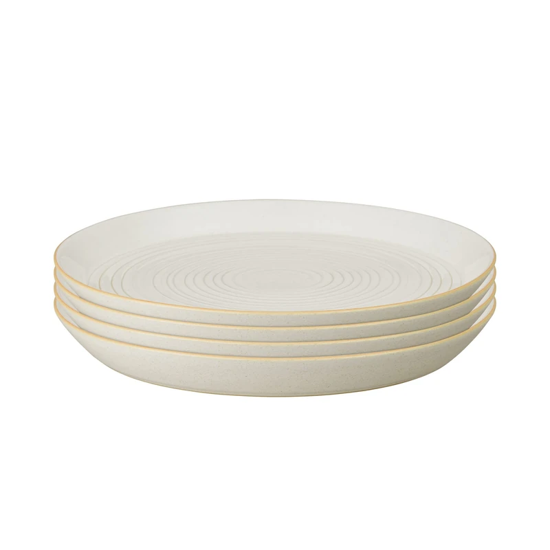 Denby Impression Cream Set of 4 Spiral Dinner Plate, 26 centimeters