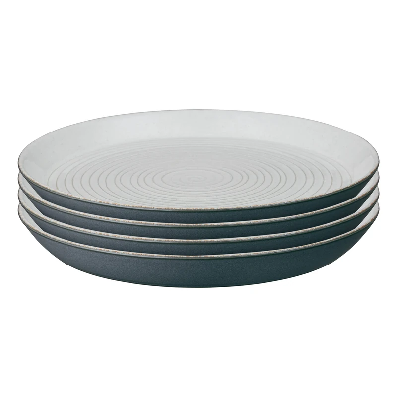 Denby - Impression Charcoal Blue Dinner Plates Set of 4 - Dishwasher Microwave Safe Crockery - Ceramic Stoneware Tableware Large Plates For Lunch & Dinner