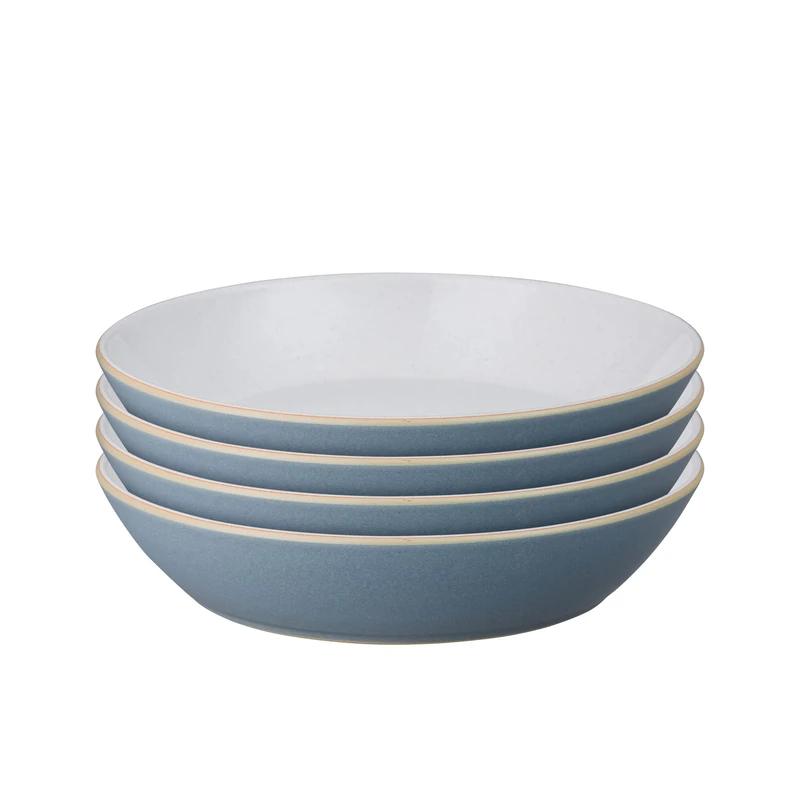 Denby - Impression Blue Pasta Bowls Set of 4 - Dishwasher Microwave Safe Crockery - Ceramic Stoneware Tableware