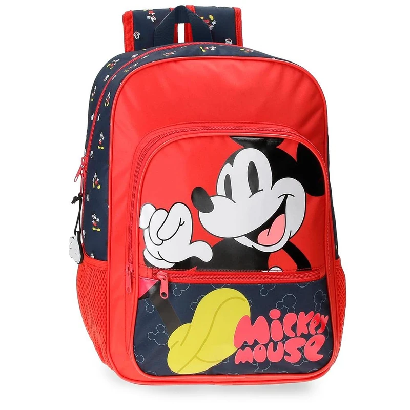 Disney Mickey Mouse Fashion School Backpack Multicoloured 30 x 38 x 12 cm Microfibre 13.68L, Multicoloured, School Backpack