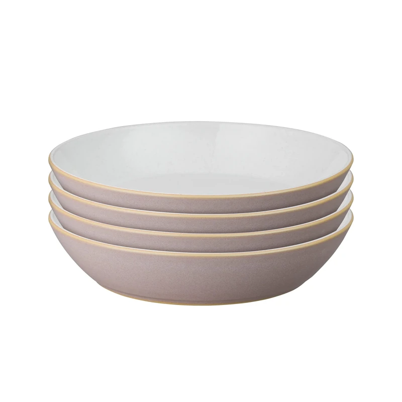 Denby - Impression Pink Pasta Bowls Set of 4 - Dishwasher Microwave Safe Crockery - Ceramic Stoneware Tableware
