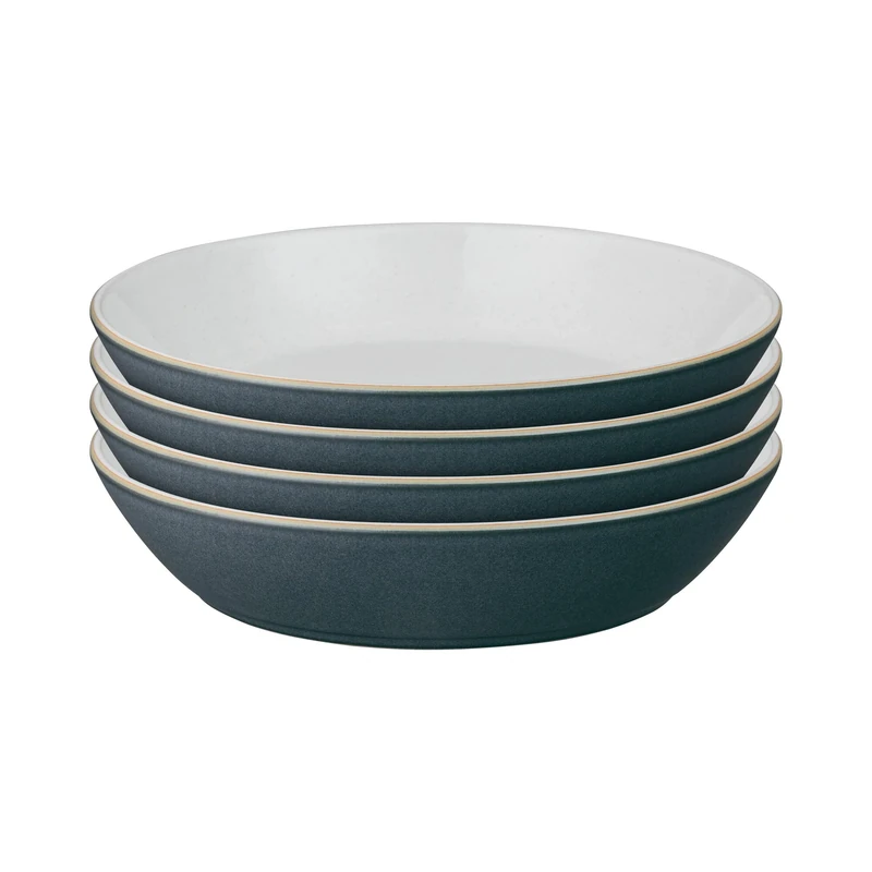 Denby - Impression Charcoal Blue Pasta Bowls Set of 4 - Dishwasher Microwave Safe Crockery - Ceramic Stoneware Tableware
