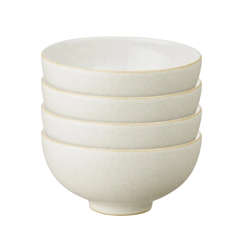 Denby - Impression Cream Rice Bowls Set of 4 - Dishwasher Microwave Safe Crockery - Ceramic Stoneware Tableware