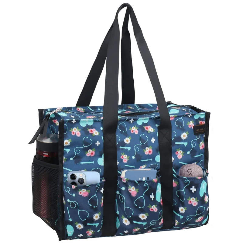 ABAMERICA Mixed Trifold Wallet, B14- Nurse Navy Floral Heart, M - Image 1