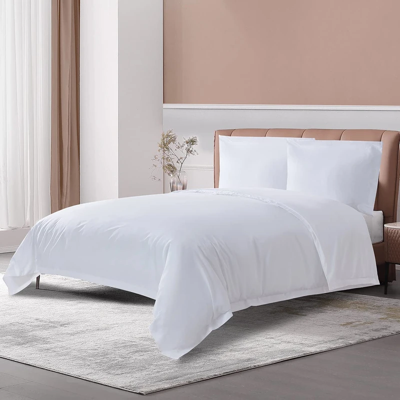 THE COTTON & SILK® Long-Staple Cotton Duvet Cover Set, White, King Size