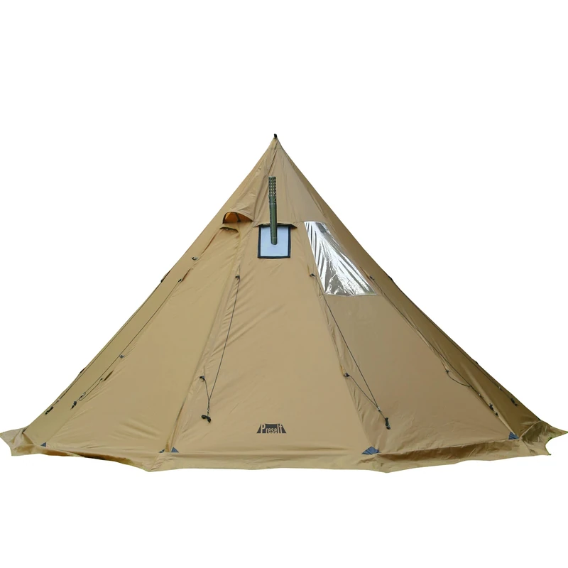 Preself 4~6 Person Tipi Hot Tent T3 XL with Screen Window, Height 8' 6" 2.6m, Diameter 15' 4.6m, for Wood Buring Stove Bushcraft Family Camping Hunting Fishing (Tent)