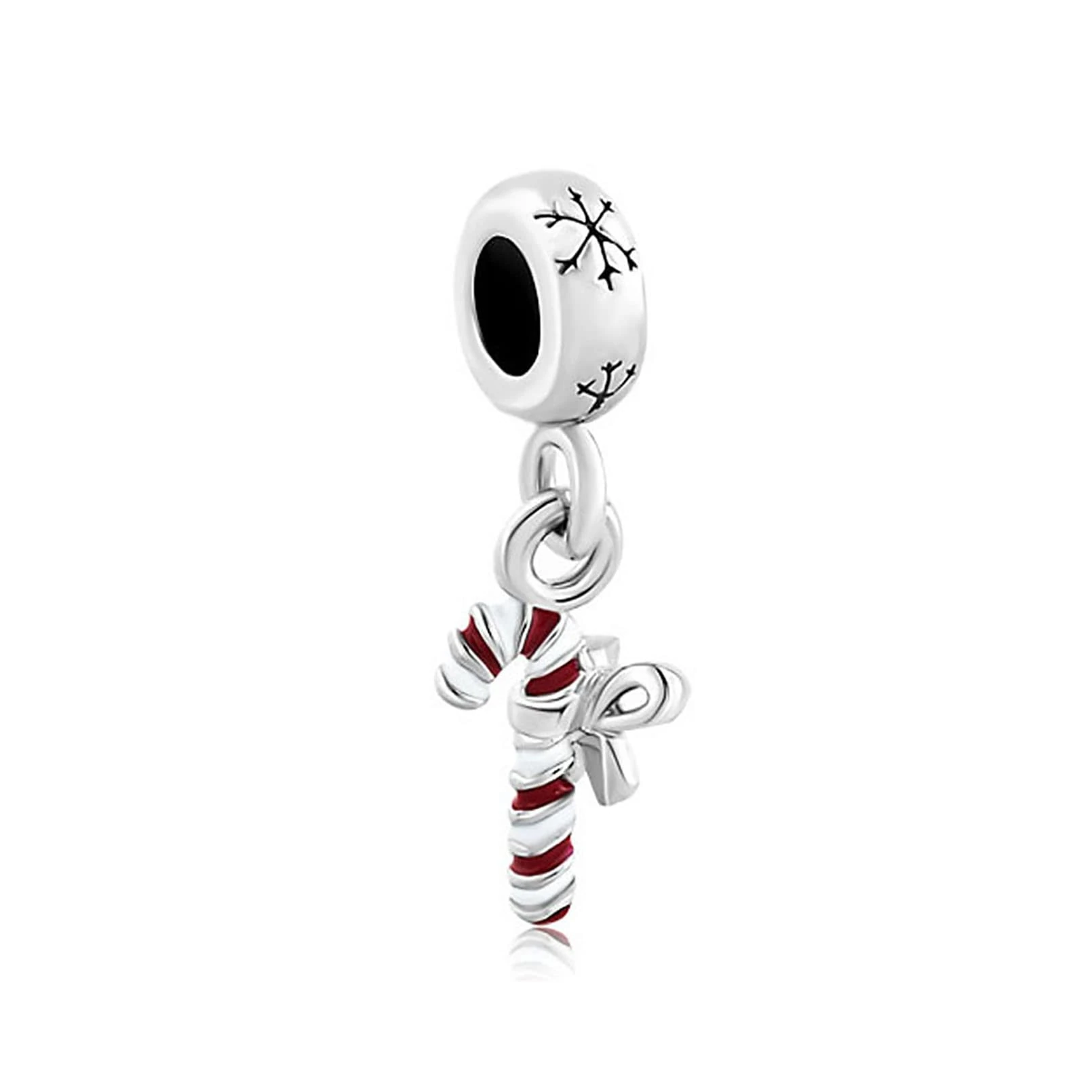 FGT Candy Cane Dangle Charm Compatible with Pandora Moments Bracelets Christmas Xmas Holiday Family