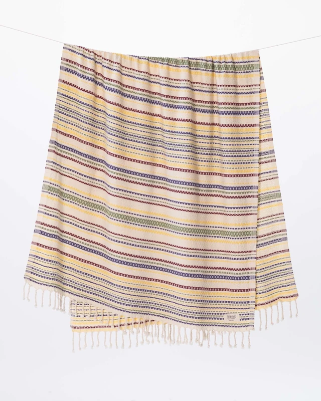 Teema Large Turkish Beach Towel - 100% Turkish Cotton - Sand Free - Fast Drying - Versatile and Multi-Use - The Shoreline (Colorful)