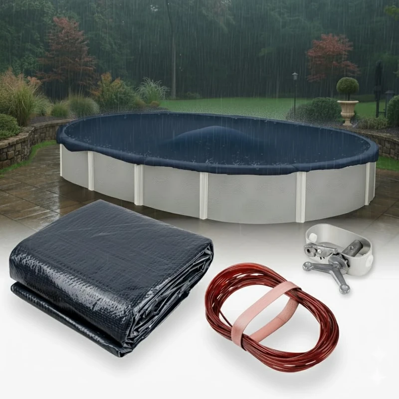 Winter Block Premium Winter Pool Cover for Above Ground Oval Pool, 15' x 21' Ft., Aboveground Pools Winter Cover, 8-Year Warranty, Includes Winch and Cable, Strength & Durability, UV Protection