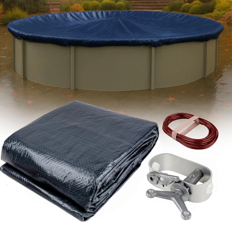 Winter Block Premium Winter Pool Cover for Above Ground Pools, 30’ Ft. Round Winter Aboveground Pool Cover, 10-Year Warranty, Includes Winch and Cable, Superior Strength & Durability, UV Protected