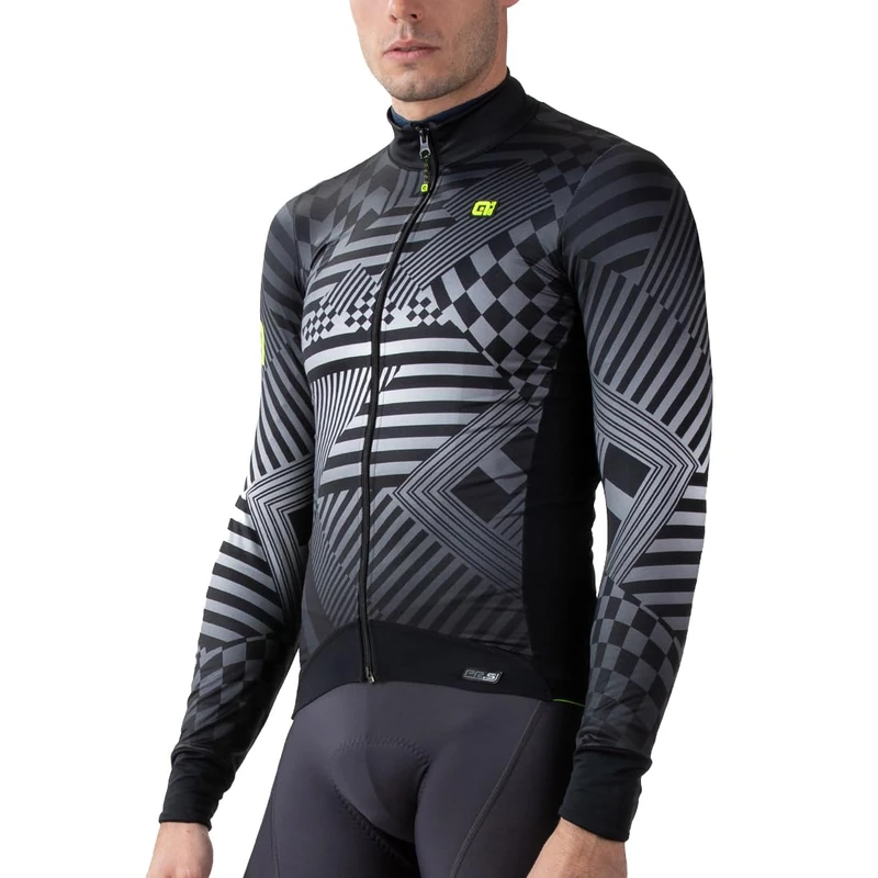 Alé Men's PR-S Checker Long Sleeve Cyling Jersey, Grey, 3XL
