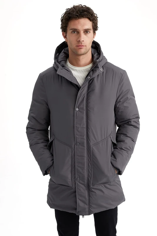 DeFacto Men's U3388AZ Coat, Anthra, L - Image 1