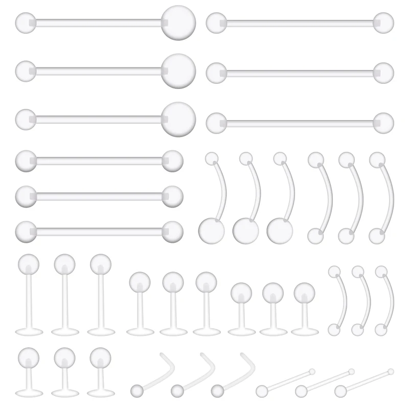 Lusofie 36pcs Clear Piercing Jewelry Retainer Plastic Nipple Rings Nose Rings for Surgery Navel Belly Button Ring Lip Labret Eyebrow Tongue Barbells Cartilage Tragus Earrings Retainer