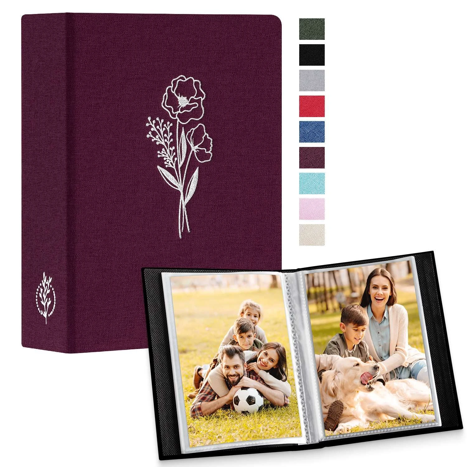 Lanpn Small Photo Album 6x4 2 Packs, Each Pack holds 50 Pictures, Slip in Pockets Mini Linen Top Loading Photo Albums for Portrait Only 10x15cm Picture Purple