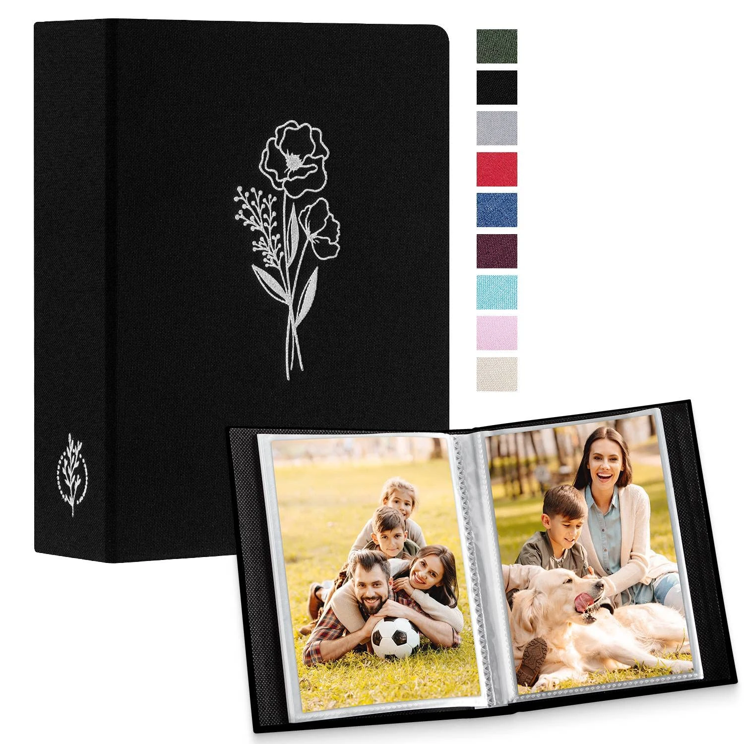 Lanpn Small Photo Album 6x4 2 Packs, Each Pack holds 50 Pictures, Slip in Pockets Mini Linen Top Loading Photo Albums for Portrait Only 10x15cm Picture Black