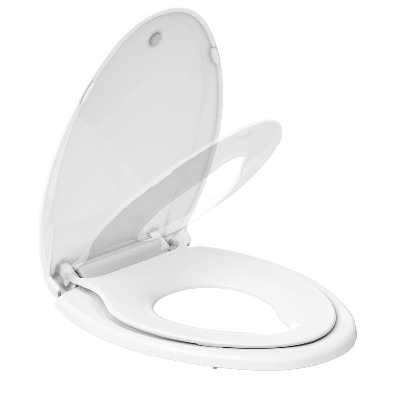 Elongated Toilet Seat with Built in Potty Training Seat, Potty Training Toilet Seat for Toddlers, Magnetic Kids Seat and Cover, Slow Close and Never Loosen, Fits Both Adult and Child, White Elongated - Image 1