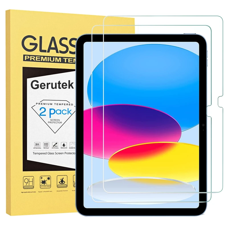 Gerutek 2-Pack Screen Protector for iPad 11th (A16) 11 inch 2025/10th Generation 10.9 inch 2022, 9H Tempered Glass Film [Ultra Clear] [Anti Scratch] for iPad 11th/10th Gen Screen Protector