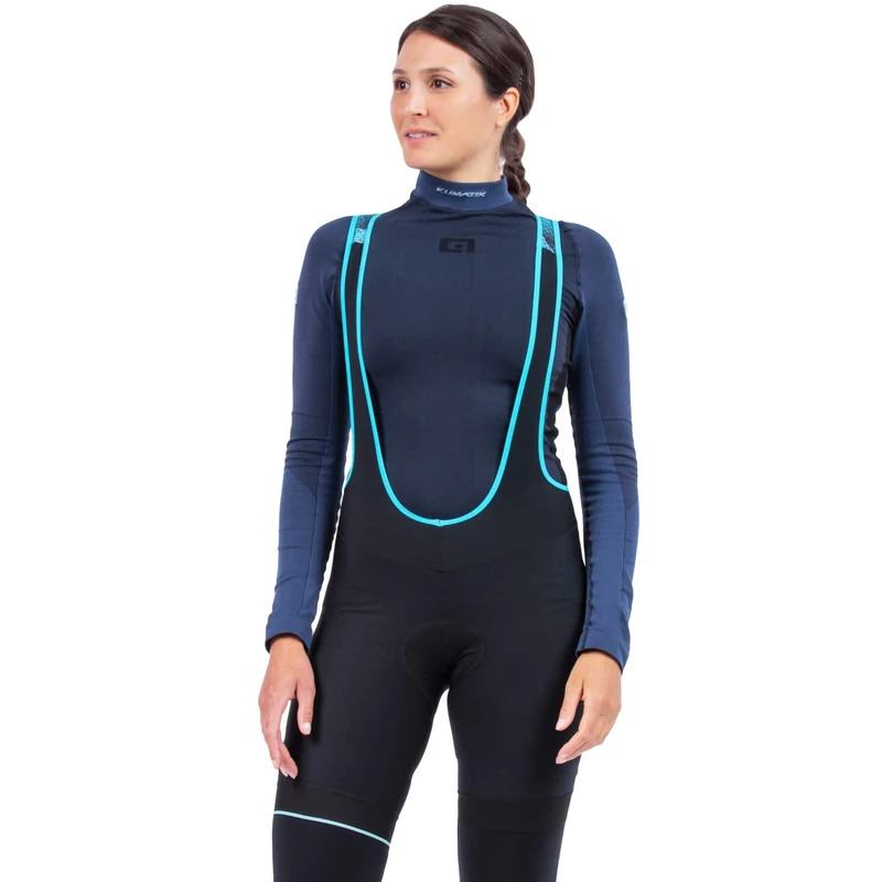 Alé Cycling Women's Klimatik K-Atmo 2.0 Water Repellent Winter Bib Shorts, Black, XXL