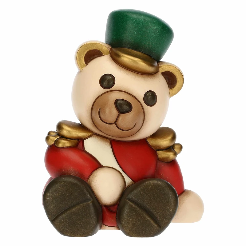 THUN - Christmas 2022 - Teddy Nutcracker Ornament in Hand-Decorated Ceramic Idea 2022-12.5x10.5x16 cm h