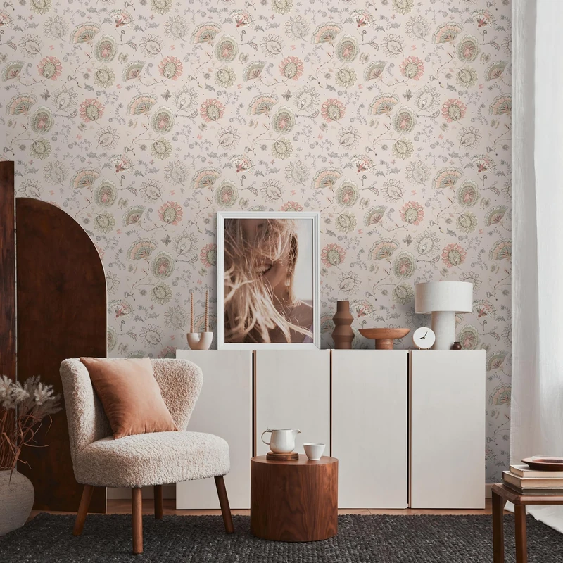 A.S. Creation House of Turnowsky 388994 Wallpaper Flowers Beige Pink Non-Woven Wallpaper 10.05 m x 0.53 m Made in Germany