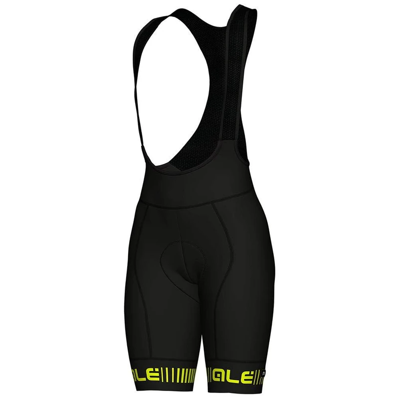 Alé Cycling Women's PR.R Strada Bib Shorts, Black/Fluo Yellow, XS