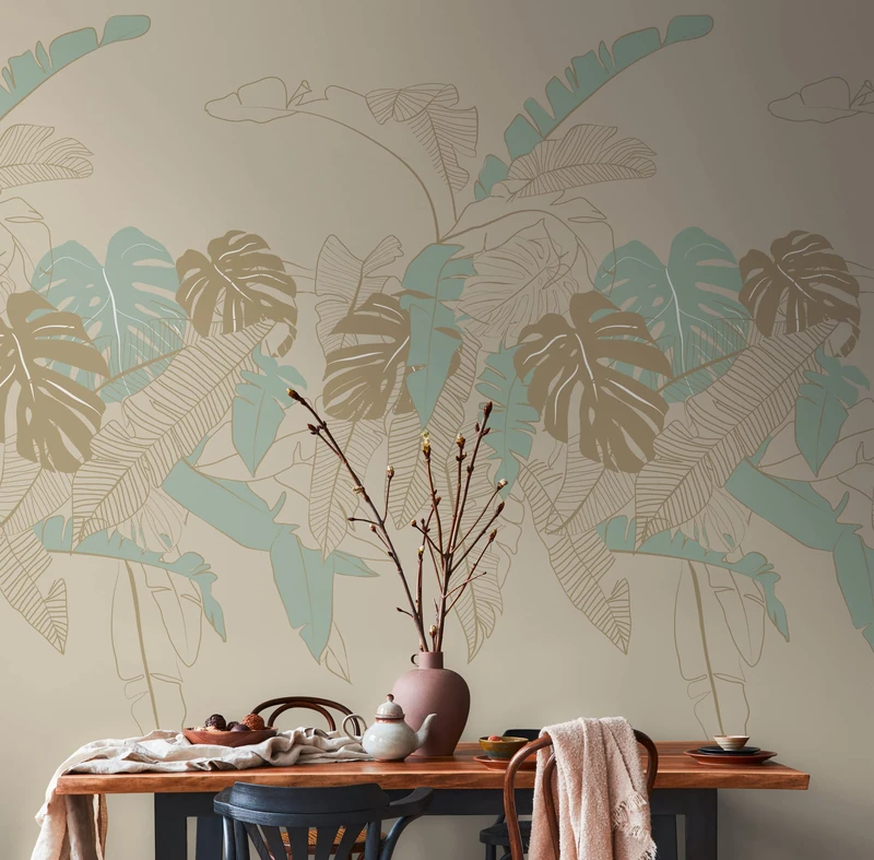 A.S. Creation House of Turnowsky 389102 Jungle Wallpaper Beige Green Floral Non-Woven Wallpaper 2.8 m x 1.59 m Made in Germany