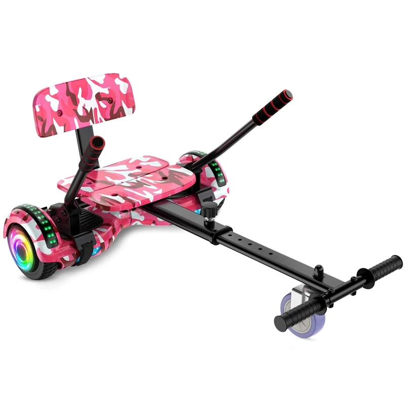 SISIGAD Hoverkart, Hoverboard Seat Attachment Adjustable Hoverboards Accessories, Hoverboard Go Kart, Compatible with 6.5”/ 8”/ 10” Hoverboards (Hoverboard Not Include), K02-Pink