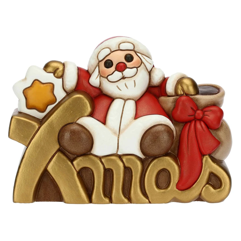 THUN - Christmas 2022 - Santa Claus ornament on Christmas writing in hand-decorated ceramic idea 2022-15x7x11cm h