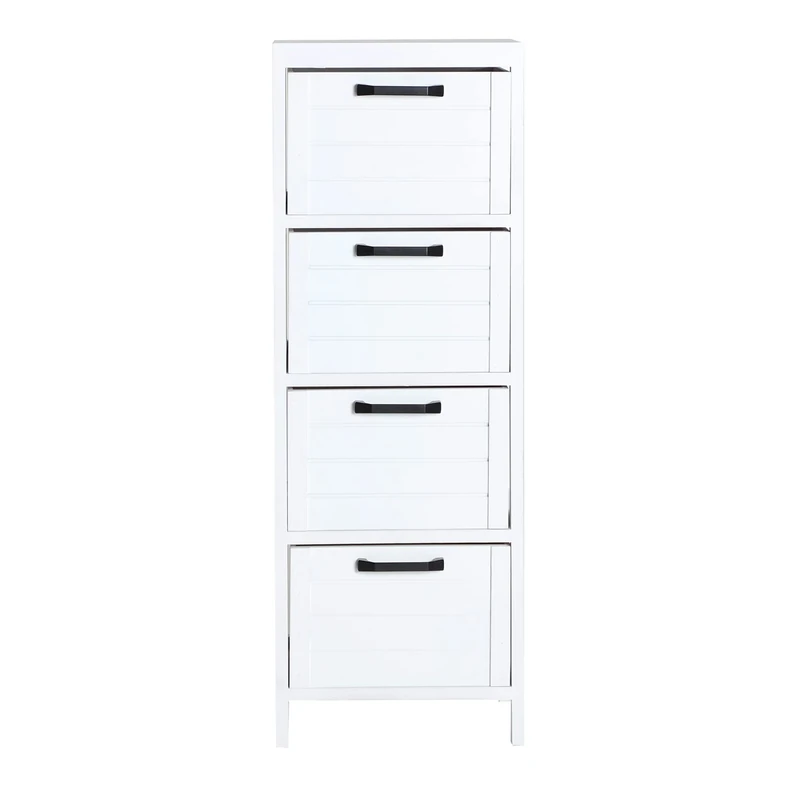 Lastdeco Bedside Table, Paulownia Wood, White, 32 x 27 x 90 cm - Image 1