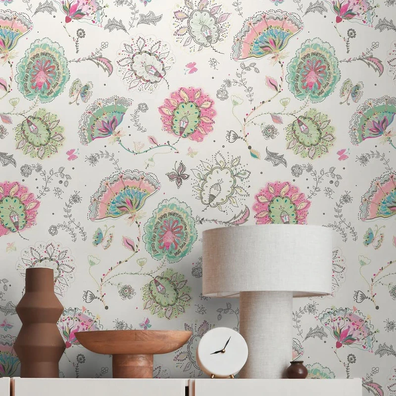A.S. Creation House of Turnowsky 388991 Wallpaper Floral White Colourful - Non-Woven Wallpaper Country House Style - 10.05 m x 0.53 m - Made in Germany - Image 1