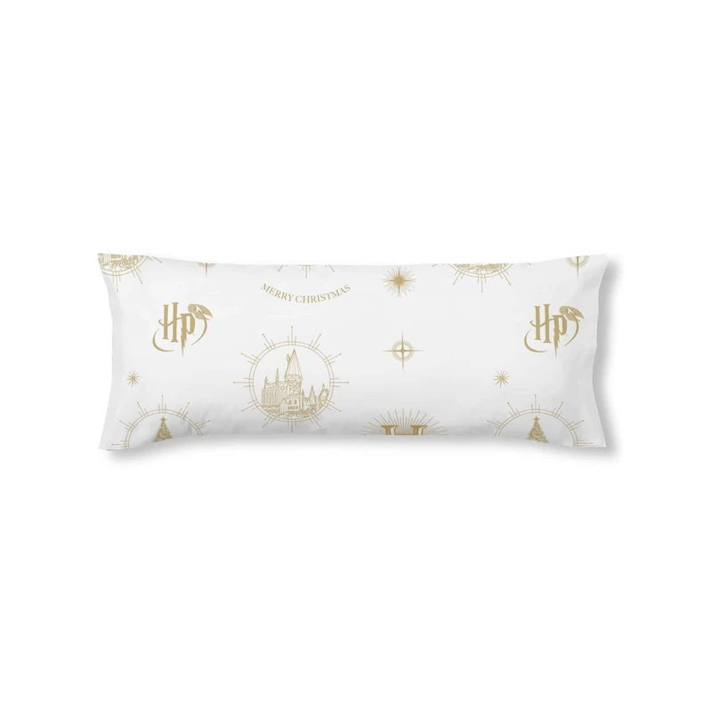 BELUM | Harry Potter Pillowcase, 100% Cotton Pillowcase, Hogwarts Gold Christmas Model, 65 x 65 cm.
