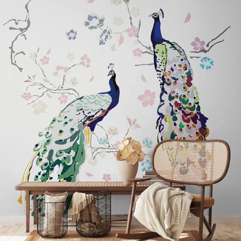 Livingwalls House of Turnowsky 389091 Photo Wallpaper Bird Wallpaper Colourful Wallpaper Floral Non-Woven Wallpaper 2.8 m x 1.59 m Made in Germany