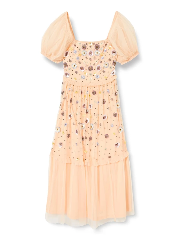 Frock and Frill Women's Embellished Dress Special Occasion, Almond, 12