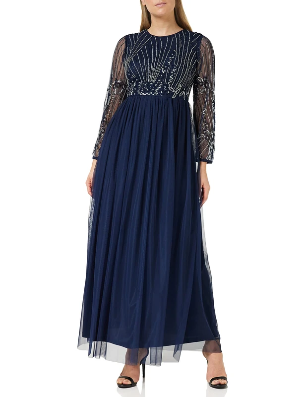 Frock and Frill Women's Embellished Dress Special Occasion, Navy, 12