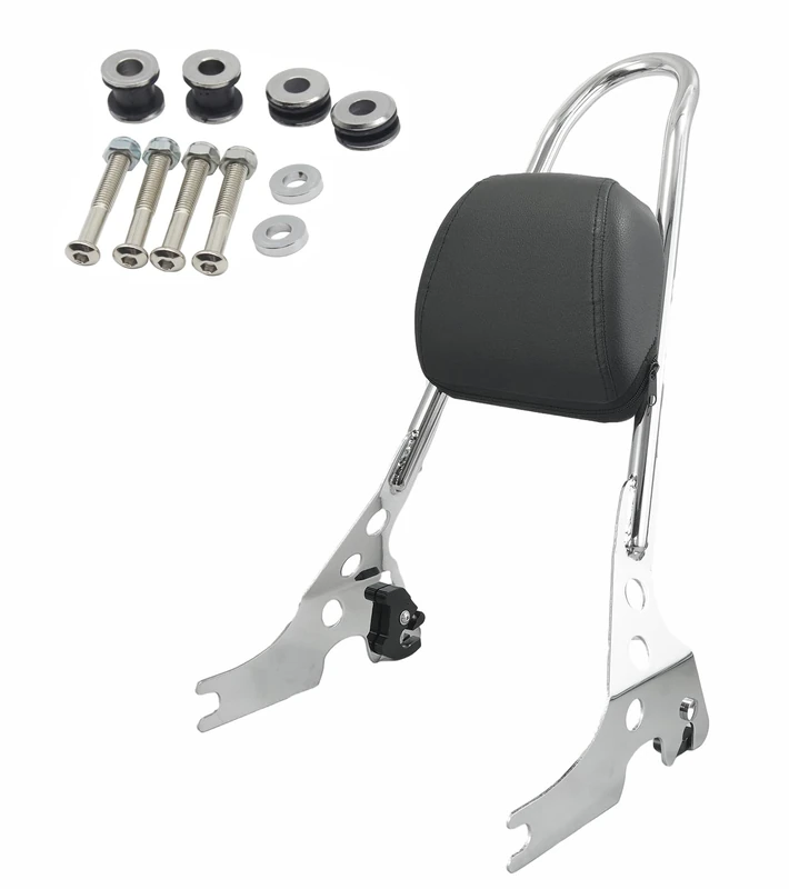 YHMOTO Detachables Sissy Bar Cushion Passenger Backrest W/Pad and Docking Hardware Kits Fit for Harley Sportster XL1200 883 2004-2022 (Chrome)