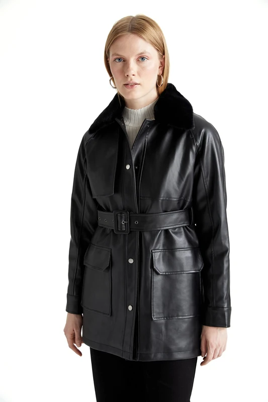 DeFacto Women's X3538az Jacket, Black, XS