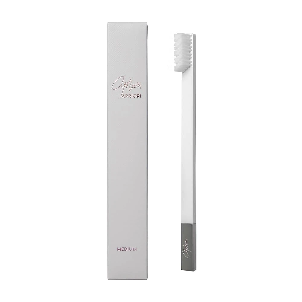 APRIORI White Silver Medium Premium Toothbrush