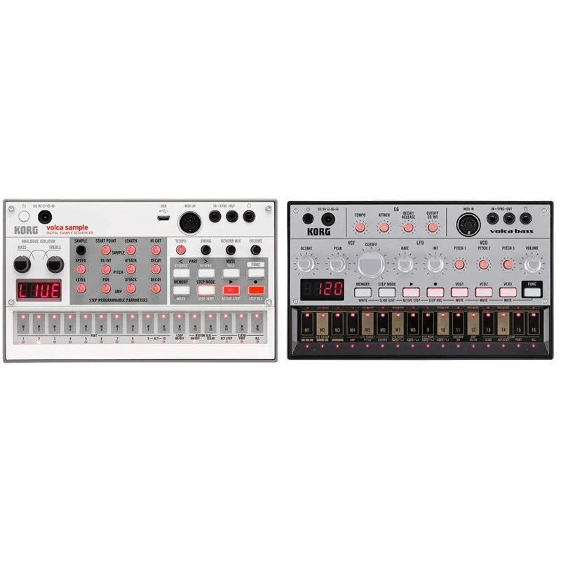 Korg volca Sample2 - Digital Sample Sequencer Synthesizer & volca Bass - Analogue Bass Machine Synthesizer