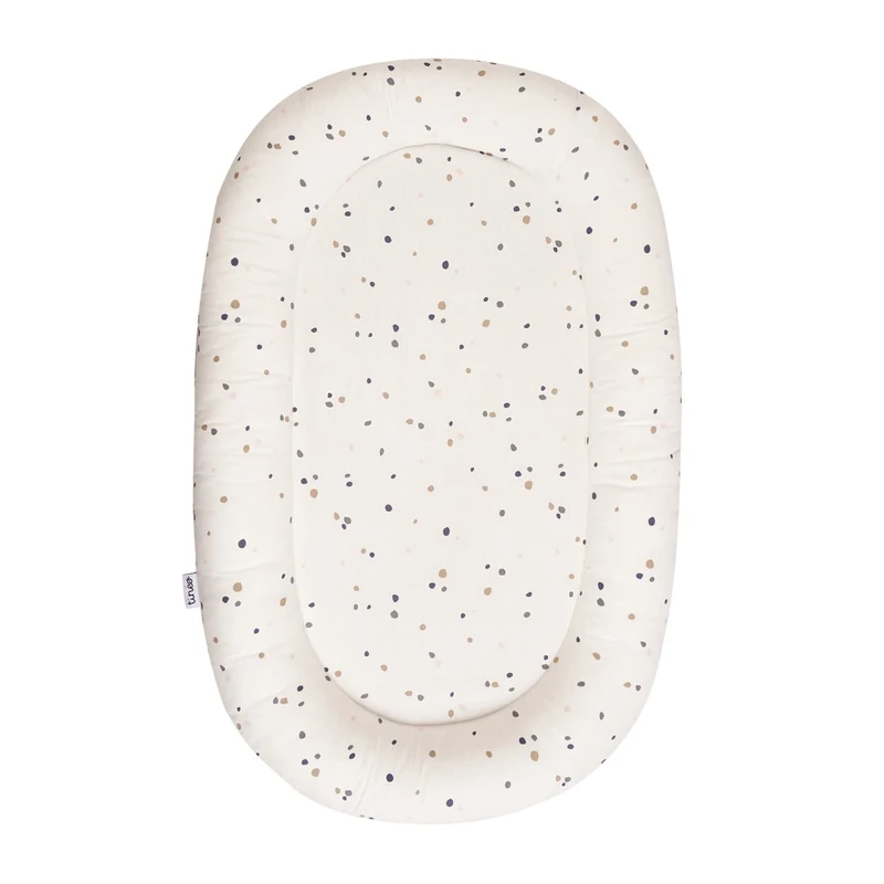 Tinéo - Cot reducer 95 x 60 x 10 cm, padded sleeping cocoon, baby wedge for bed, baby nest, removable cover, machine care 30°, reversible, 0-6 months (Light Grey/Terrazzo Print)