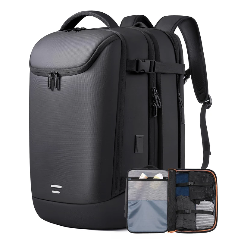 TANGCORLE Travel Carry on Backpack 50L Expandable Flight Approved Backpacks 17.3 inch Laptop and USB Charging Port bags Water Resistant Business Back Pack for Women & Men