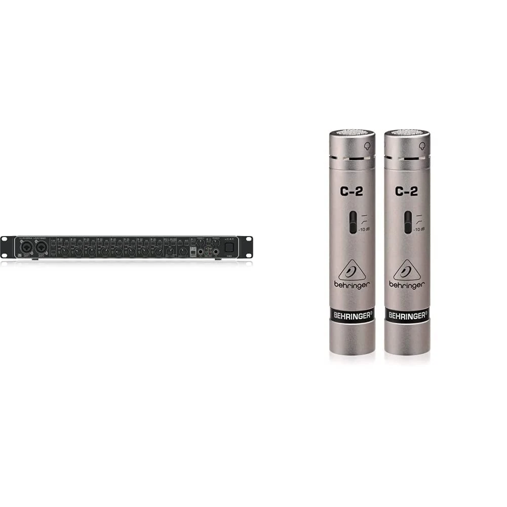Behringer U-PHORIA UMC1820 Audiophile 18x20, 24-Bit/96 kHz USB Audio/MIDI Interface with Midas Mic Preamplifiers & C-2 2 Matched Studio Condenser Microphones