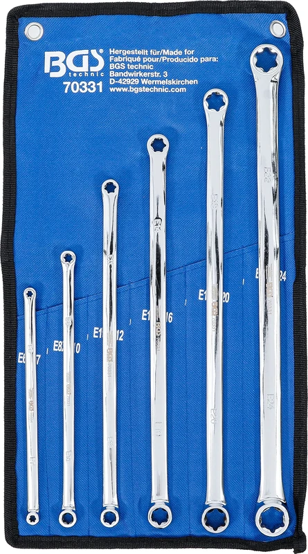 BGS 70331 | Double Ring Spanner Set with E-Type Ring Heads | extra long | E6 x E7 - E22 x E24 | 6 pcs.