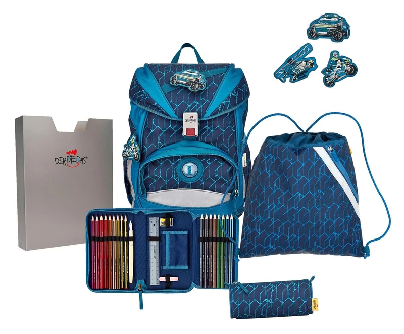 DerDieDas ErgoFlex Schulranzenset 5-Part Blue Speed, Blue Speed, ErgoFlex Game