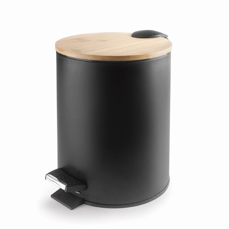 LACOR - 63335 - Nature Black Pedal Bin with SoftClosing System Steel 20.5 x 27.6 cm Capacity: 5 L - Image 1